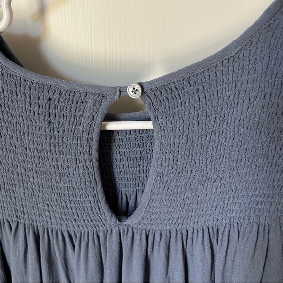 Aritzia Wilfred Ruthie Granite Blue Smocked Lace Long Sleeve Blouse Medium M - Picture 12 of 15